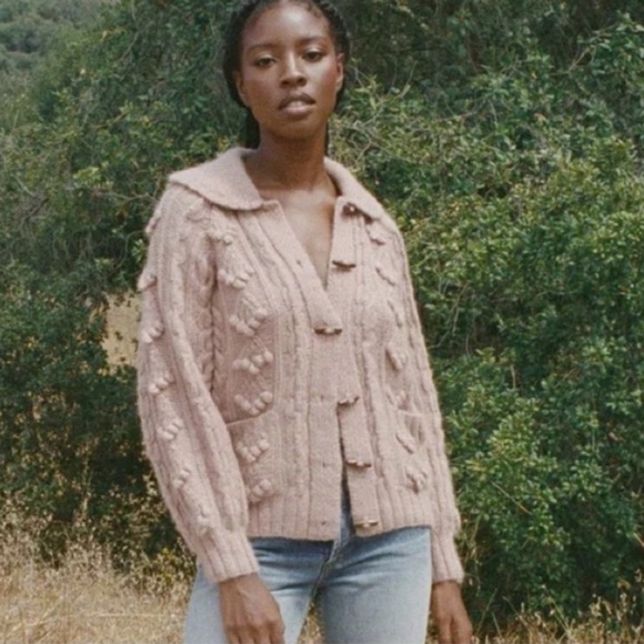 Doen Hand Knit Alpaca Rive Cardigan Sweater - Picture 1 of 7